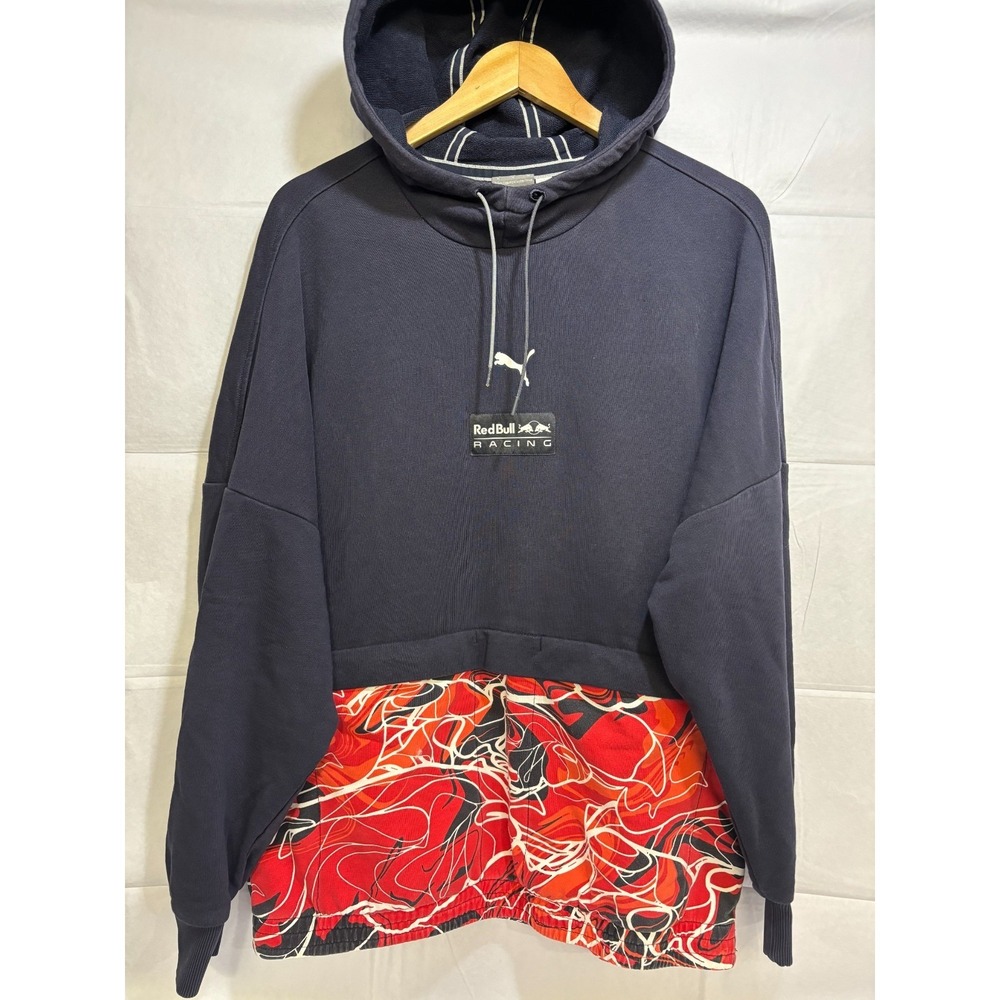 Puma Mens Pullover Hoodie Red Navy Red Bull Racing Dynamic All Over Print Medium